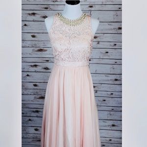 Blush pink Formal beaded maxi dress